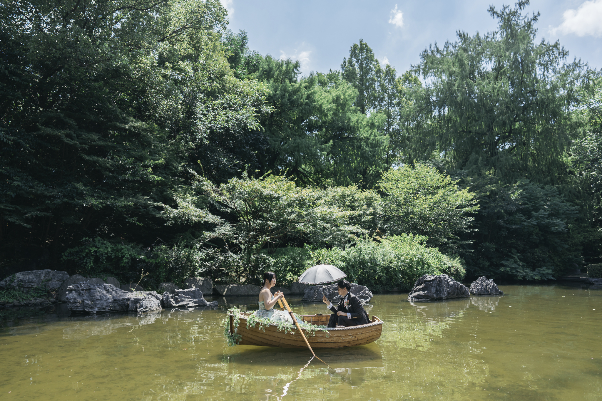 ボート入場 テラス 池