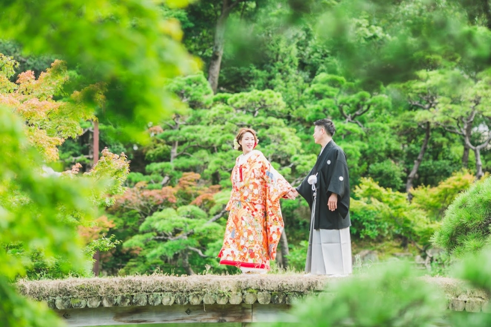 和装/和装婚/色打掛/日本庭園